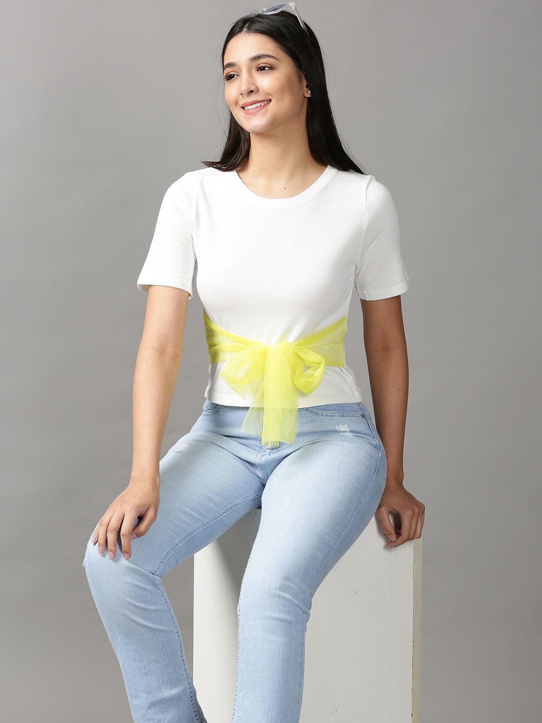 showoff women white print top