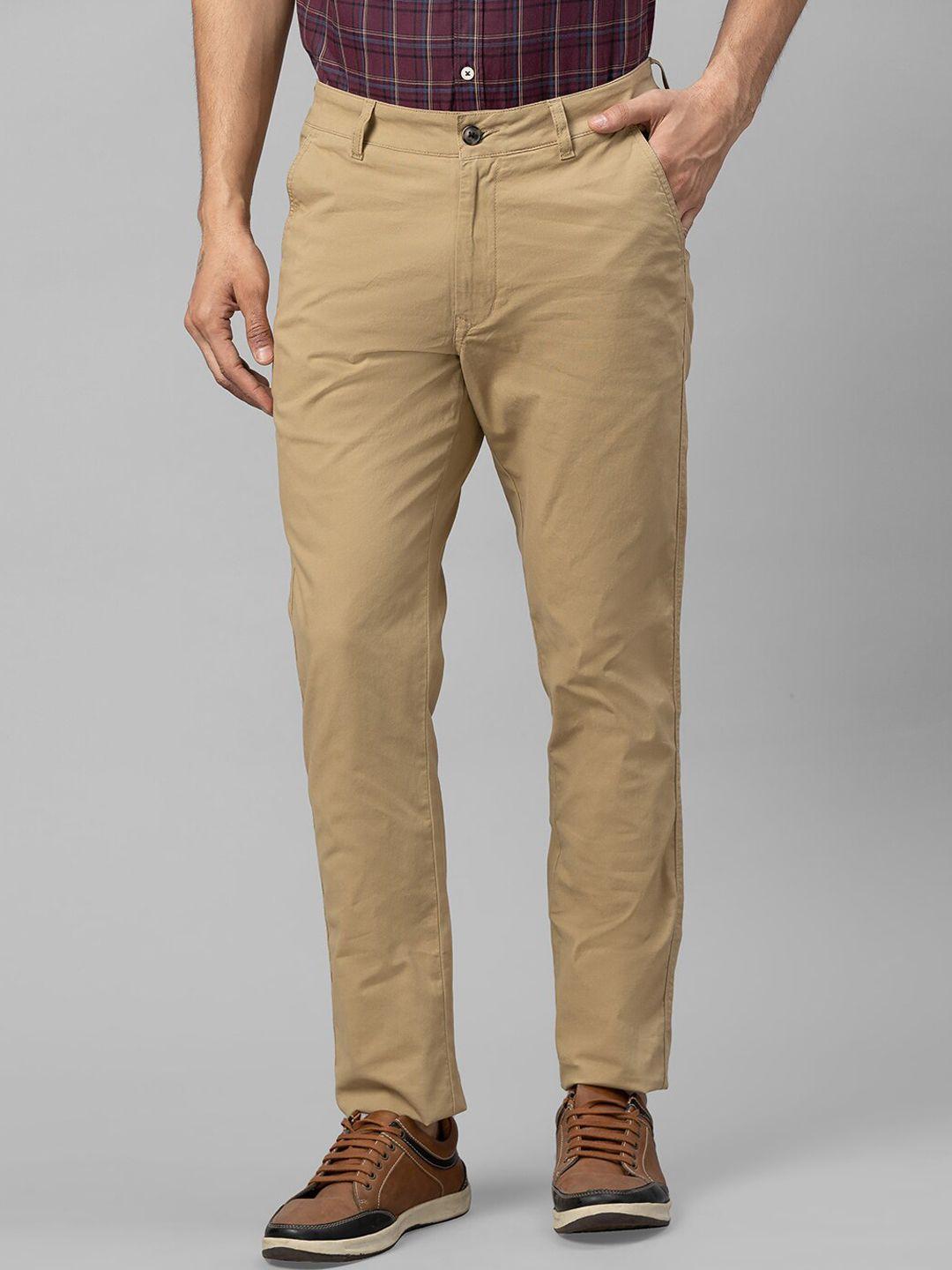 globus men khaki slim fit chinos trousers