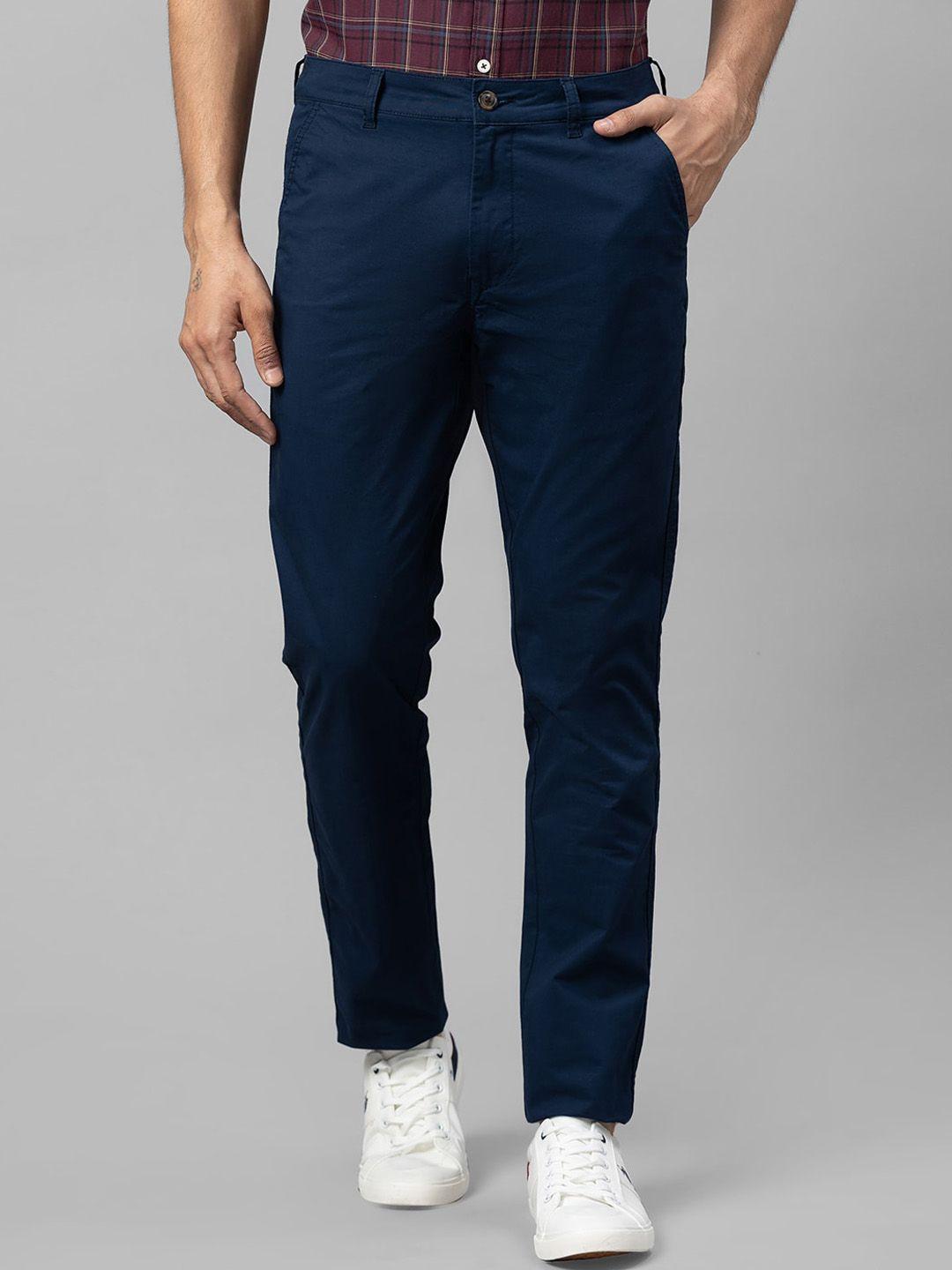 globus men blue slim fit chinos trousers