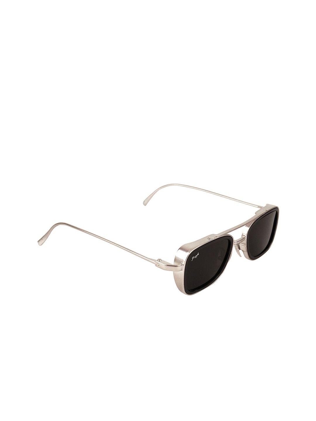 floyd black lens & steel-toned square floyd silver frame black  square sunglasses