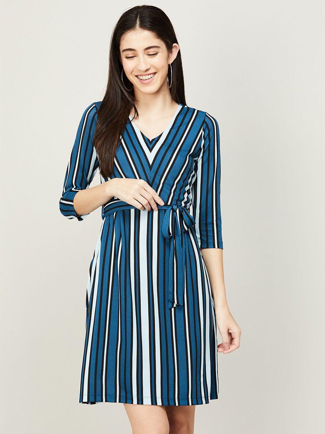 code by lifestyle striped fit and flare dress