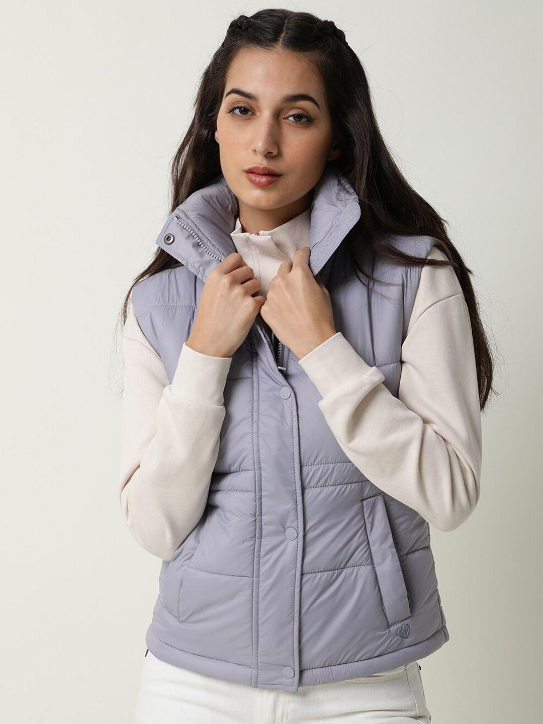 rareism women purple solid padded jacket