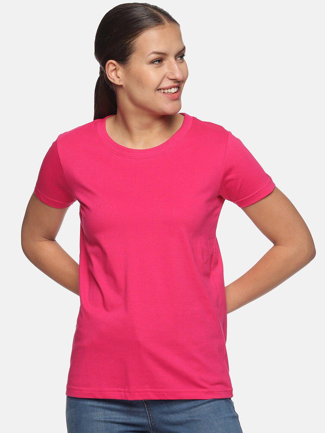 trends tower women pink pure cotton t-shirt