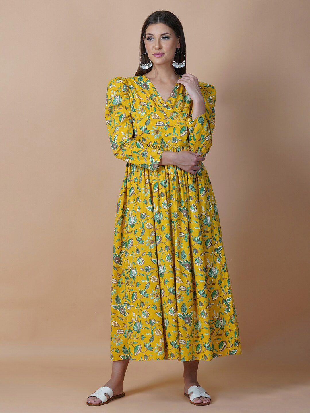 twilldor yellow floral midi dress