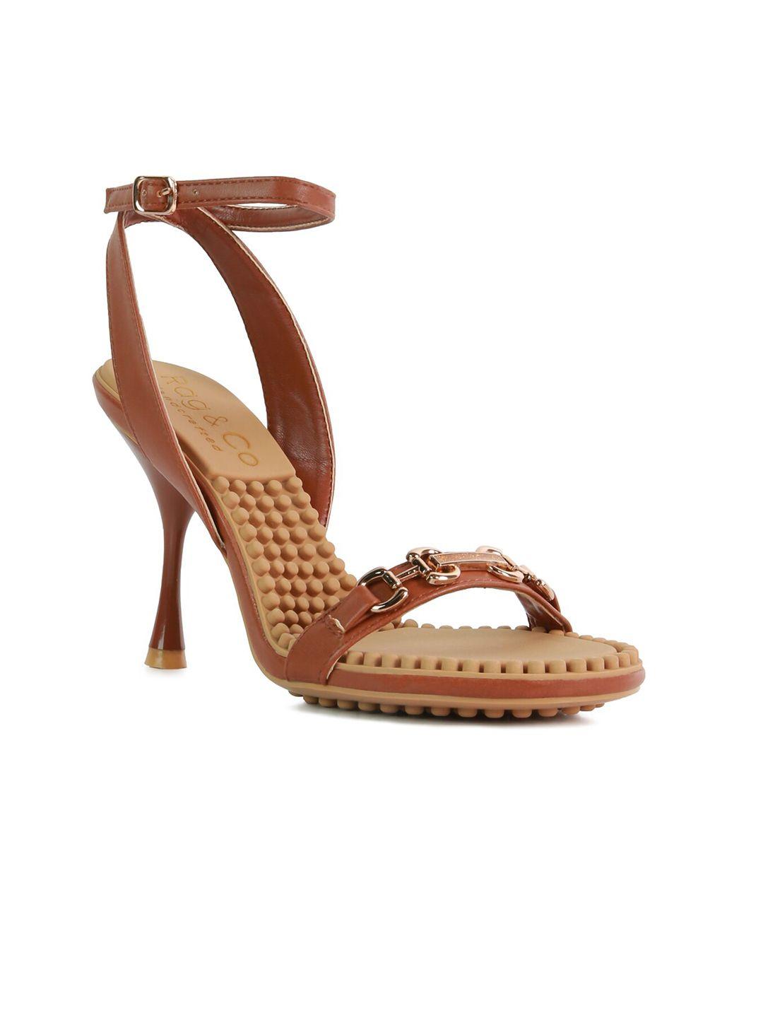 rag & co women tan printed pu party sandals with buckles