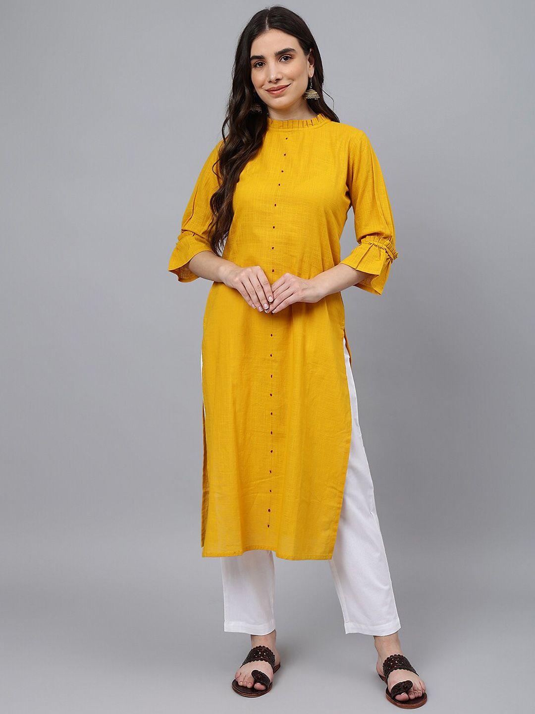 idalia women yellow kurta with trousers