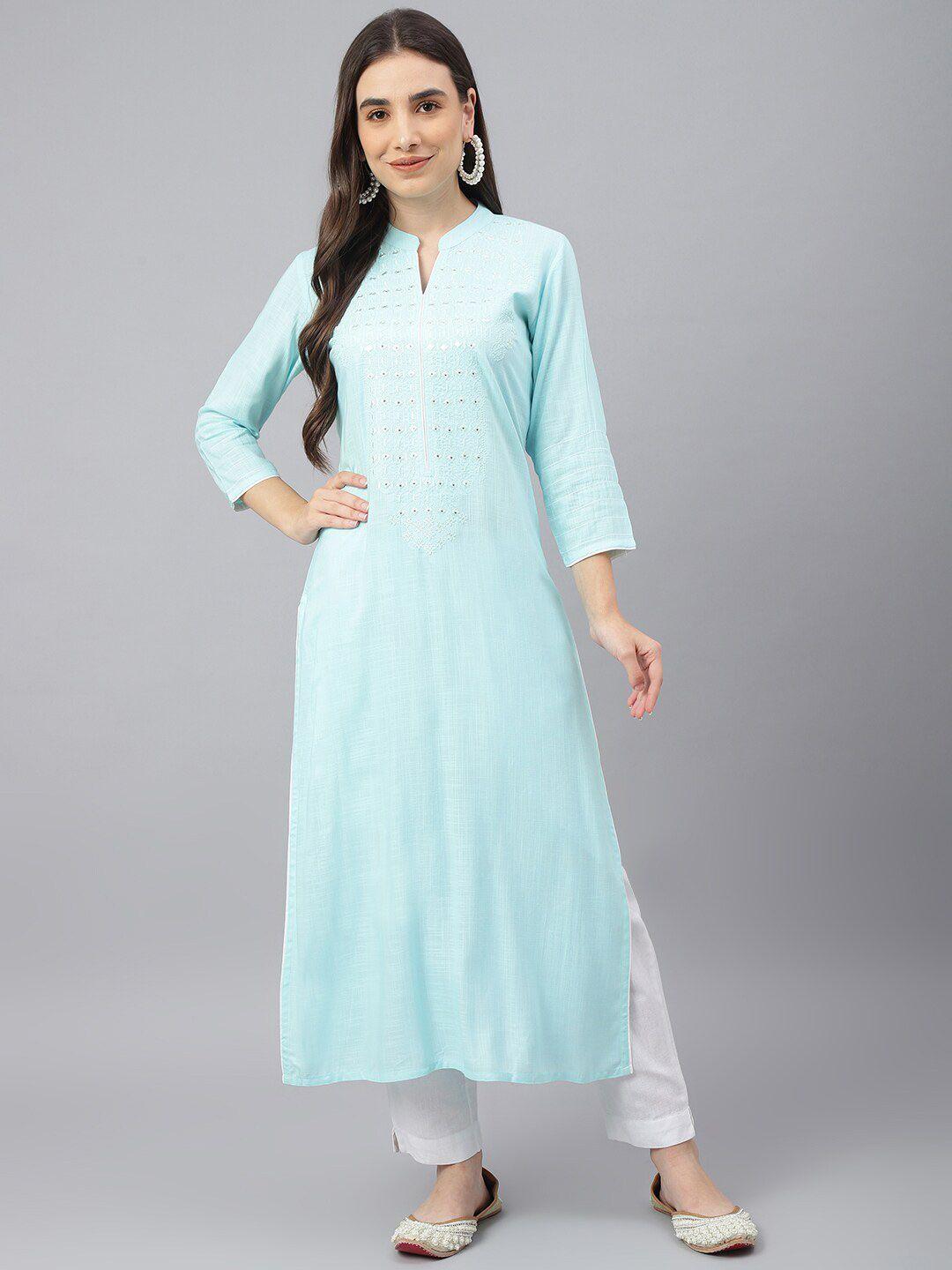 idalia women blue embellished mukaish kurta