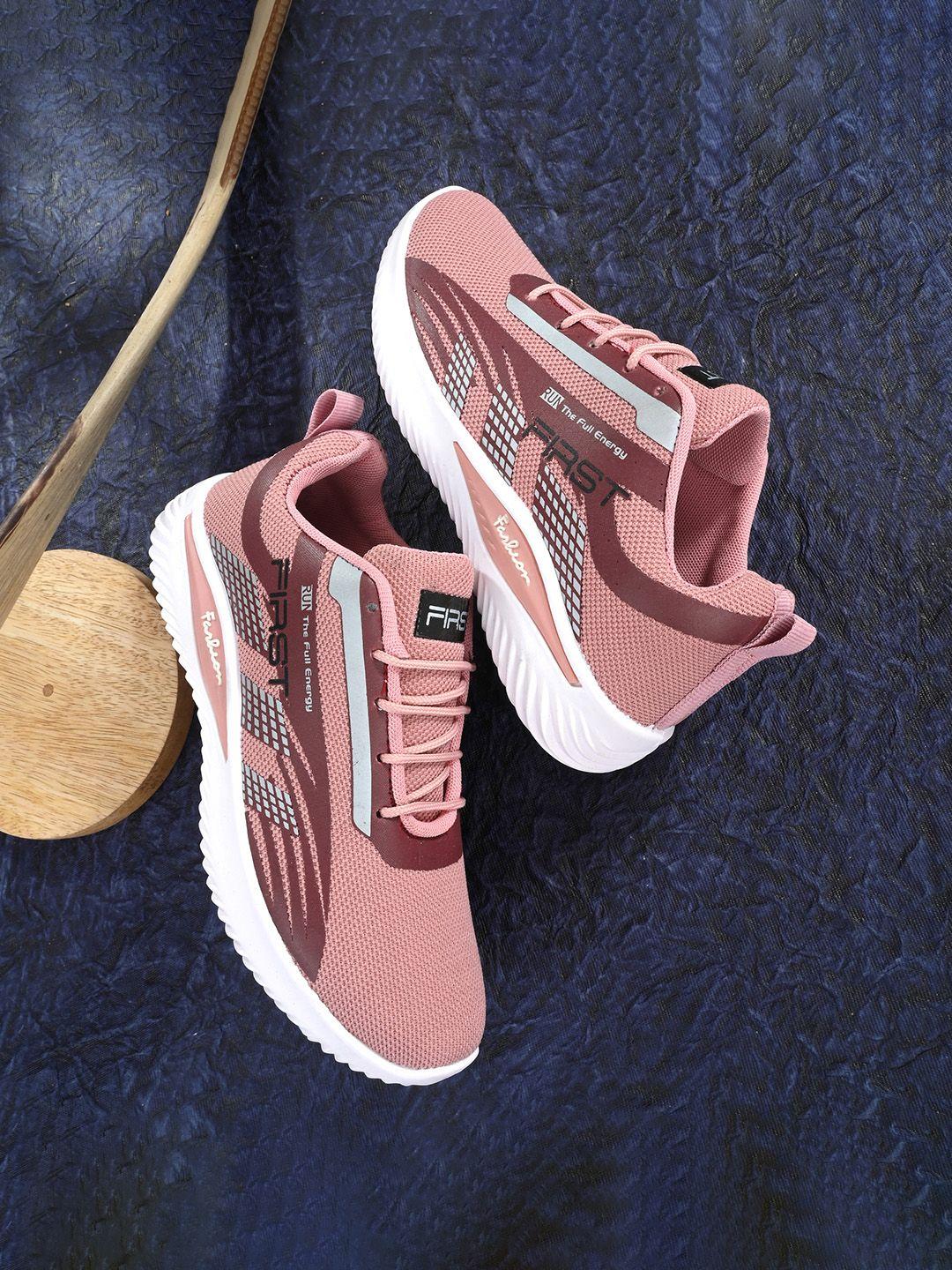 birde women peach & grey printed non-marking walking shoes