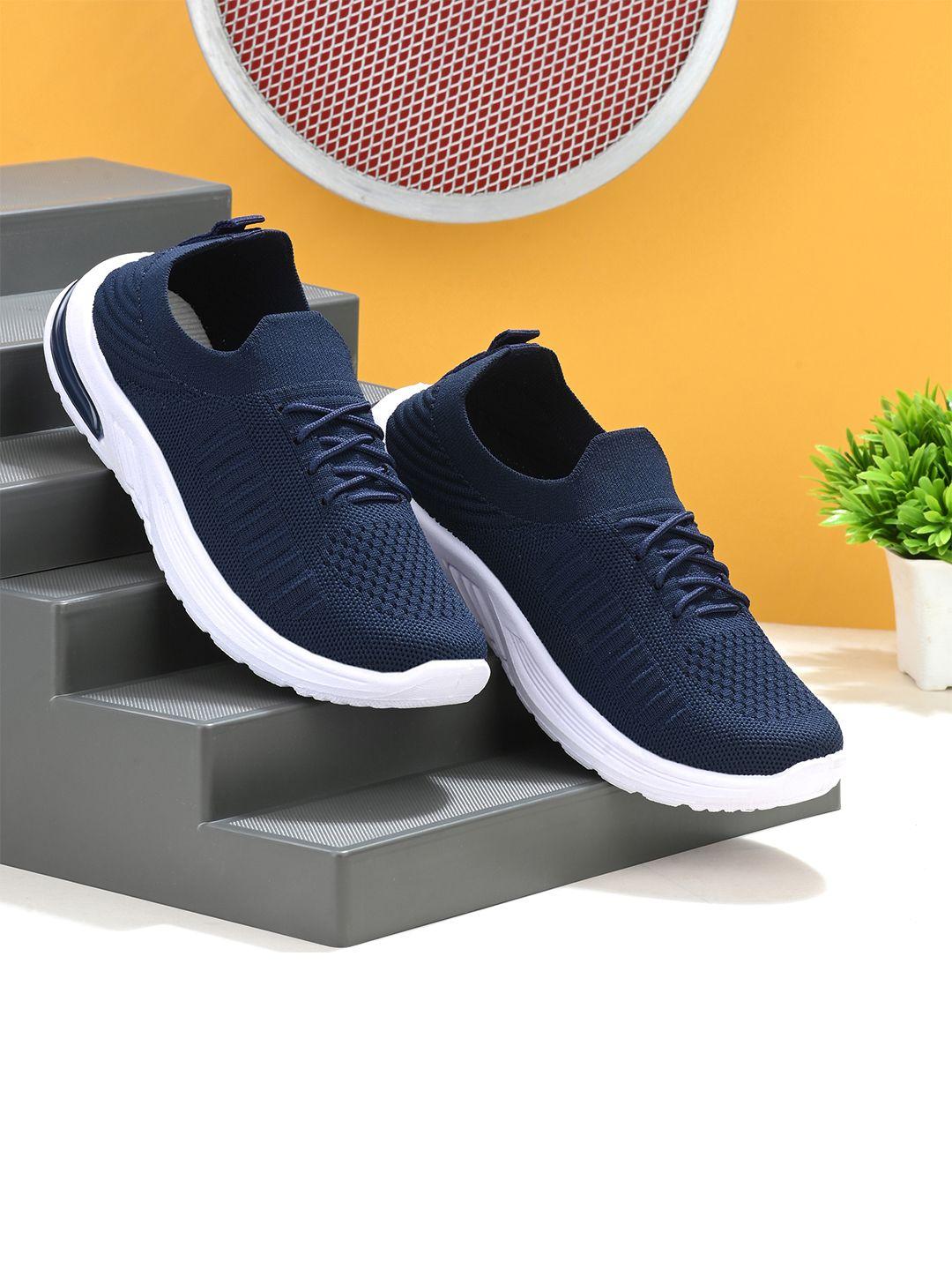 birde women navy blue solid mesh non-marking walking shoes