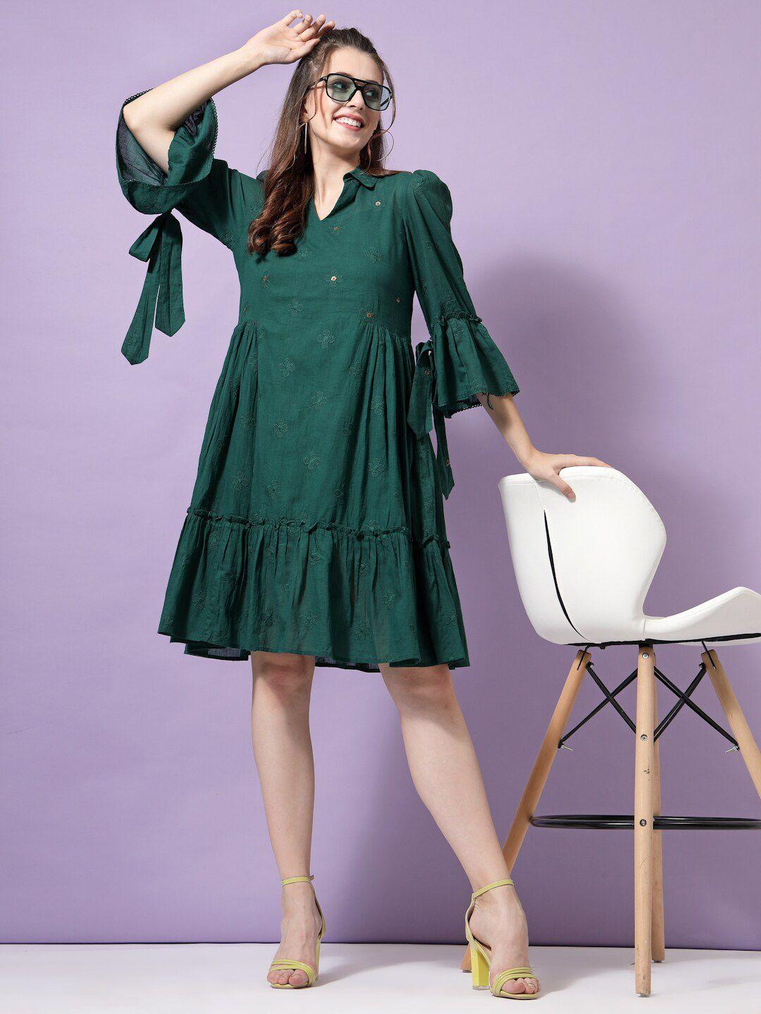 terquois women green cotton dress