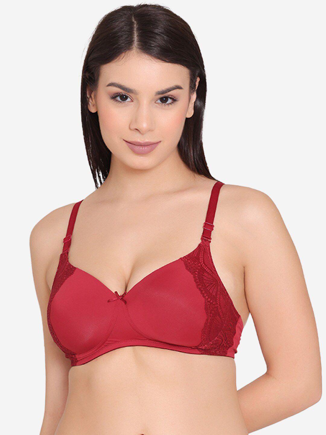 groversons paris beauty maroon bra lightly padded