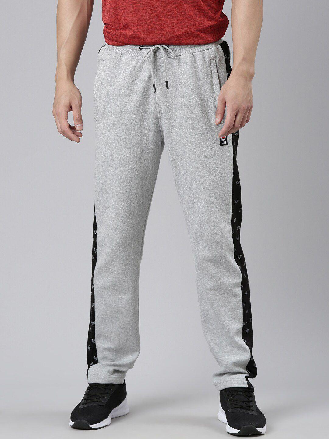 fila men grey solid cotton track pants