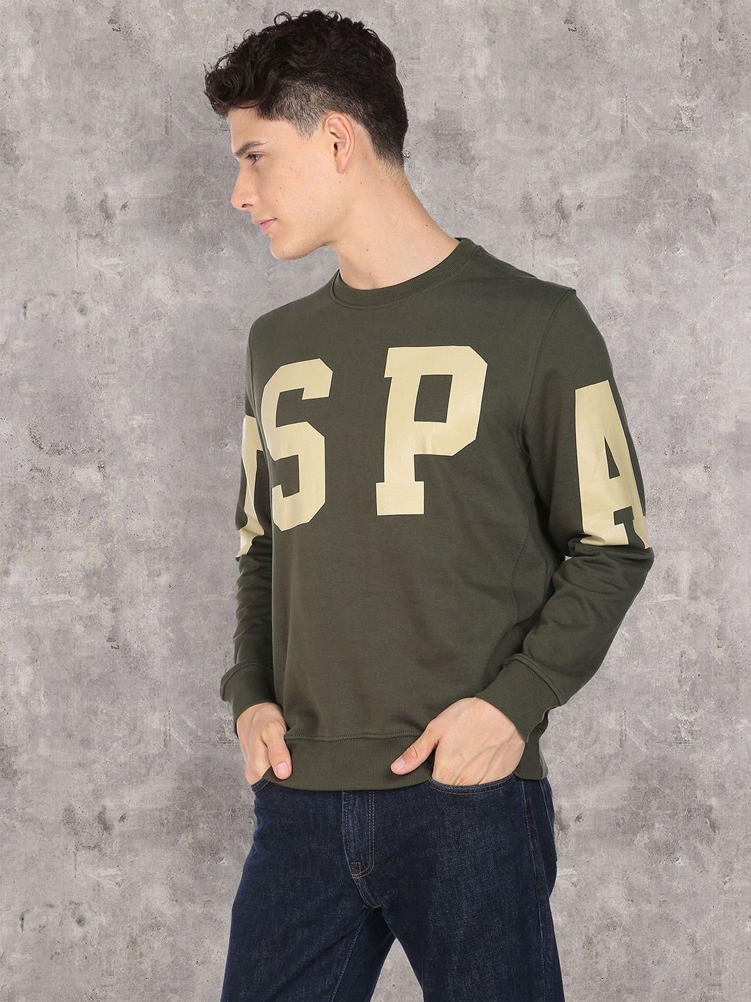 u.s. polo assn. denim co. men green printed pure cotton sweatshirt