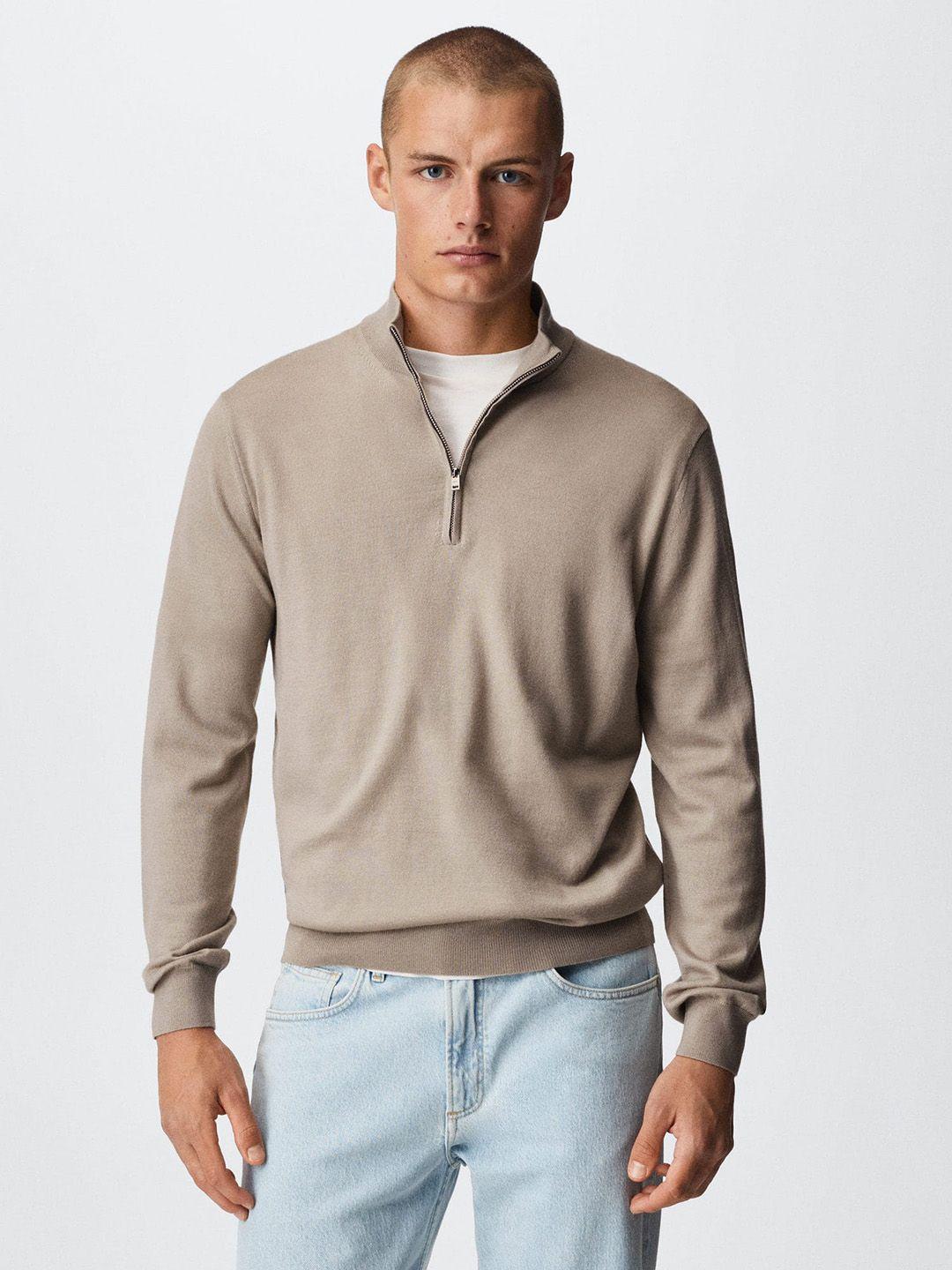 mango man beige solid sustainable pullover