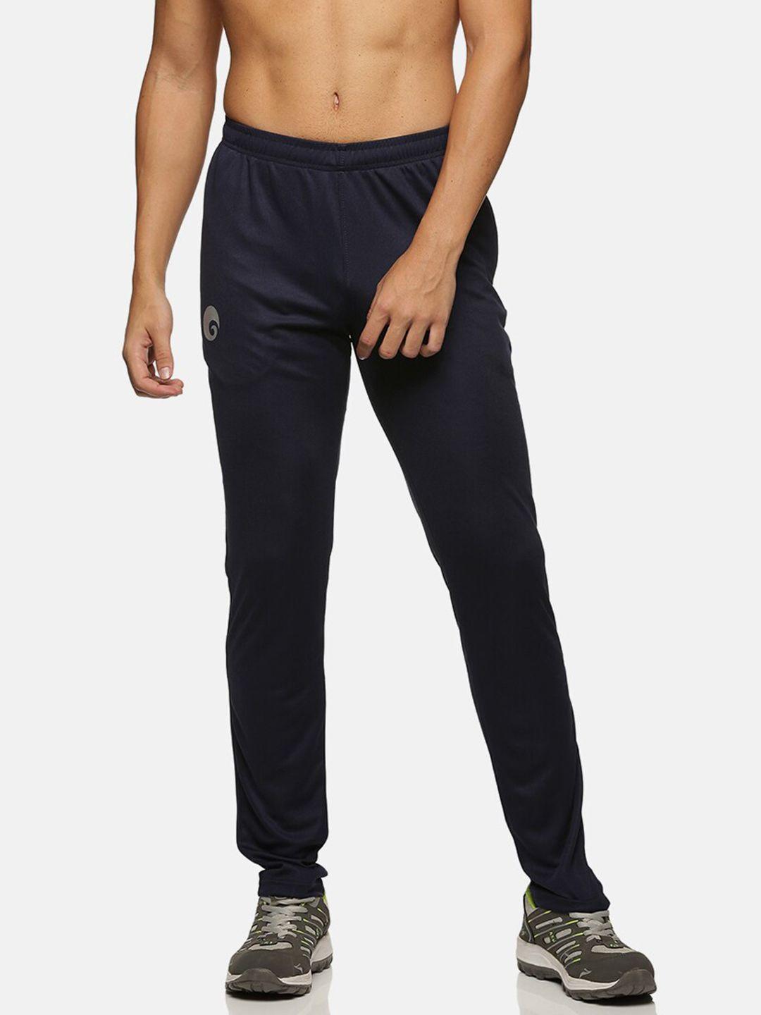 omtex men navy blue solid track pants