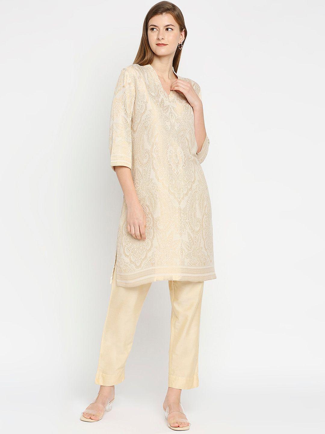 cloth haus india women off white mirror work kurta