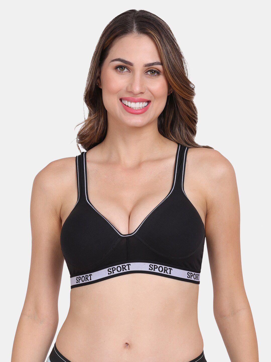 amour secret black & grey lightly padded sports bra