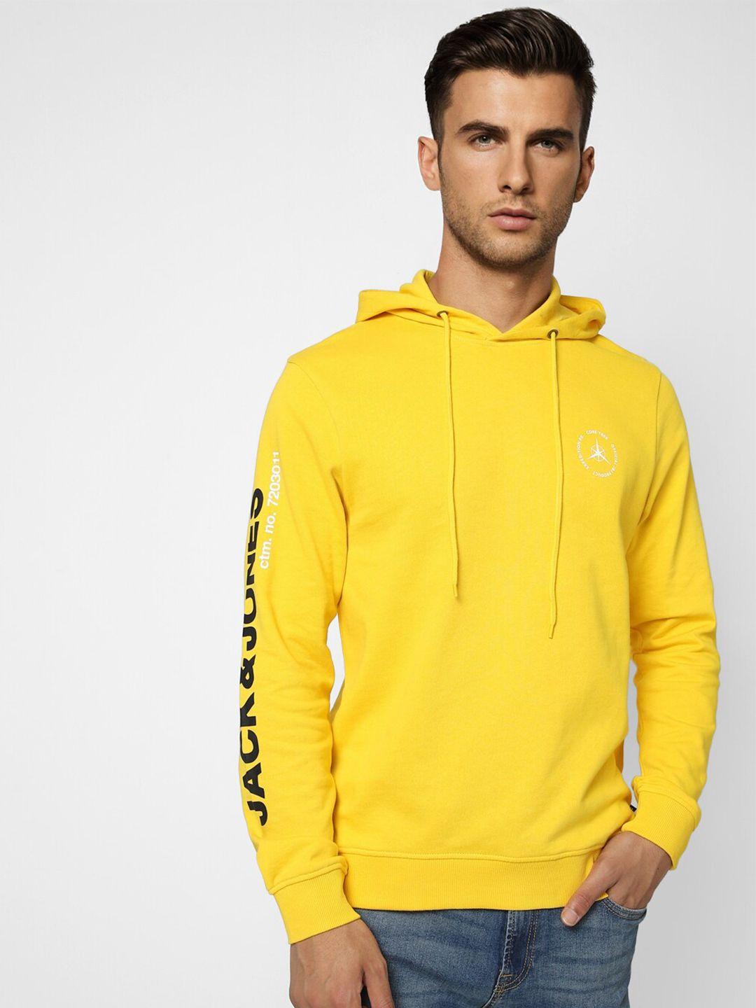 jack & jones men yellow hooded sweatshirt