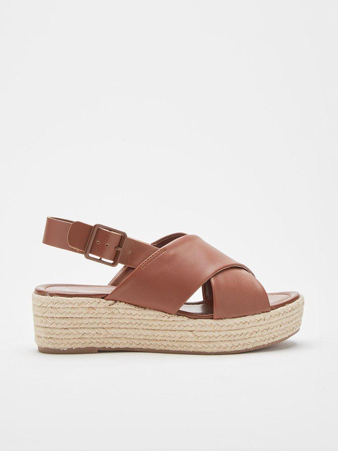 dorothy perkins tan brown wedge sandals