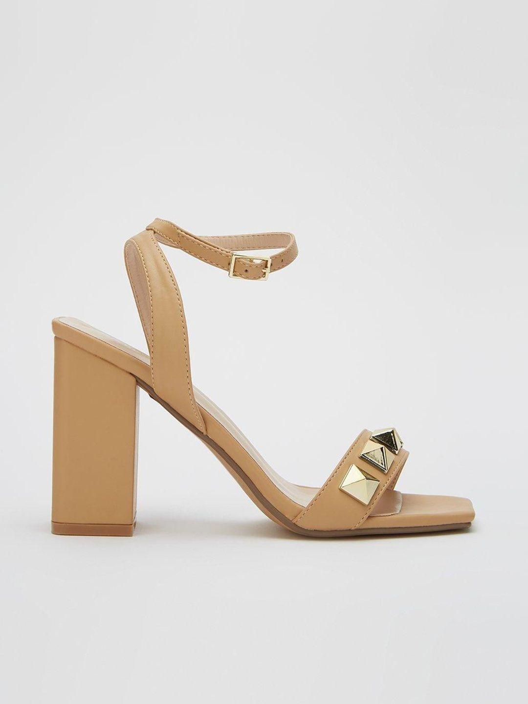 dorothy perkins beige embellished block heels