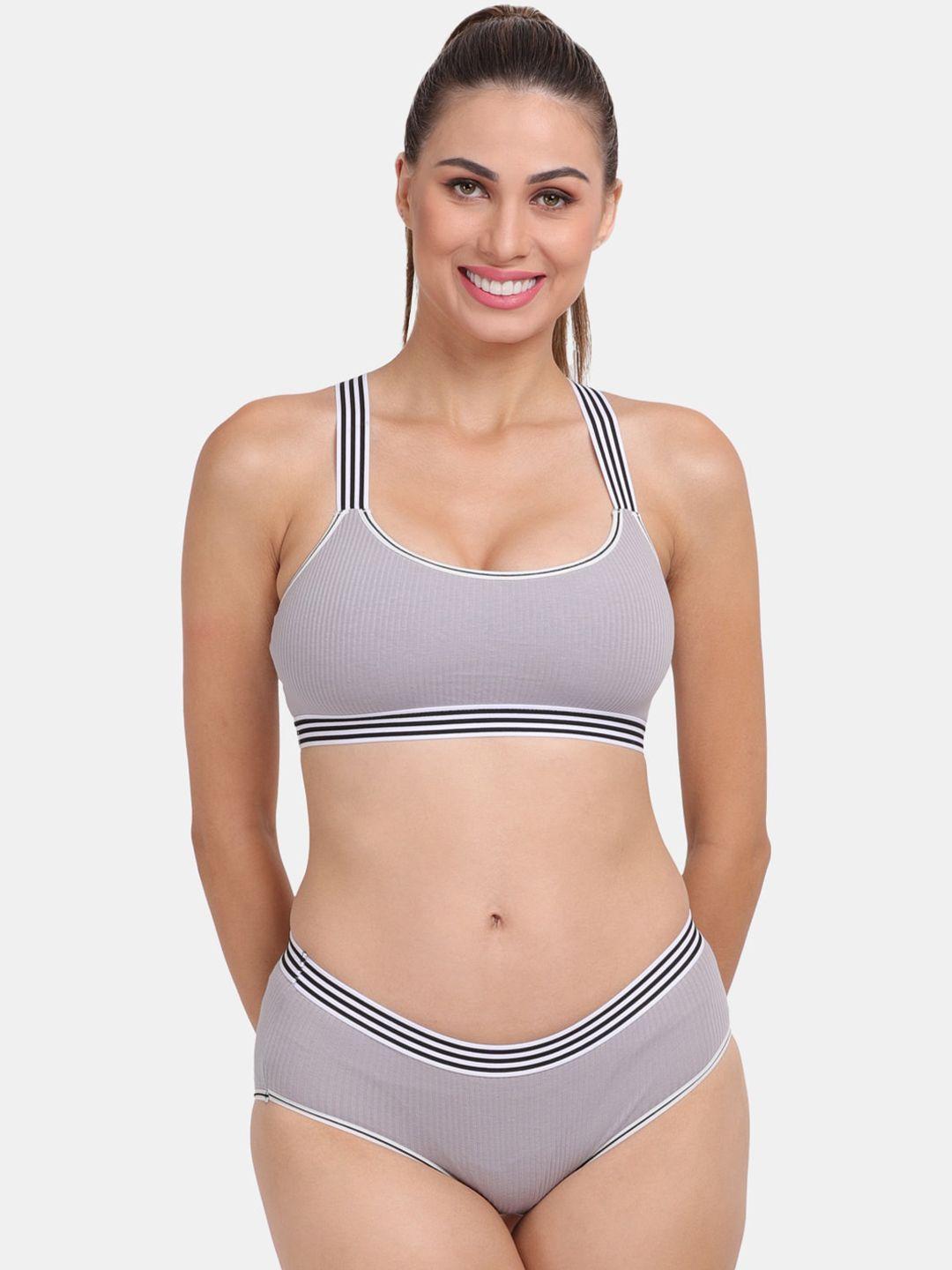 amour secret women grey solid lingerie set