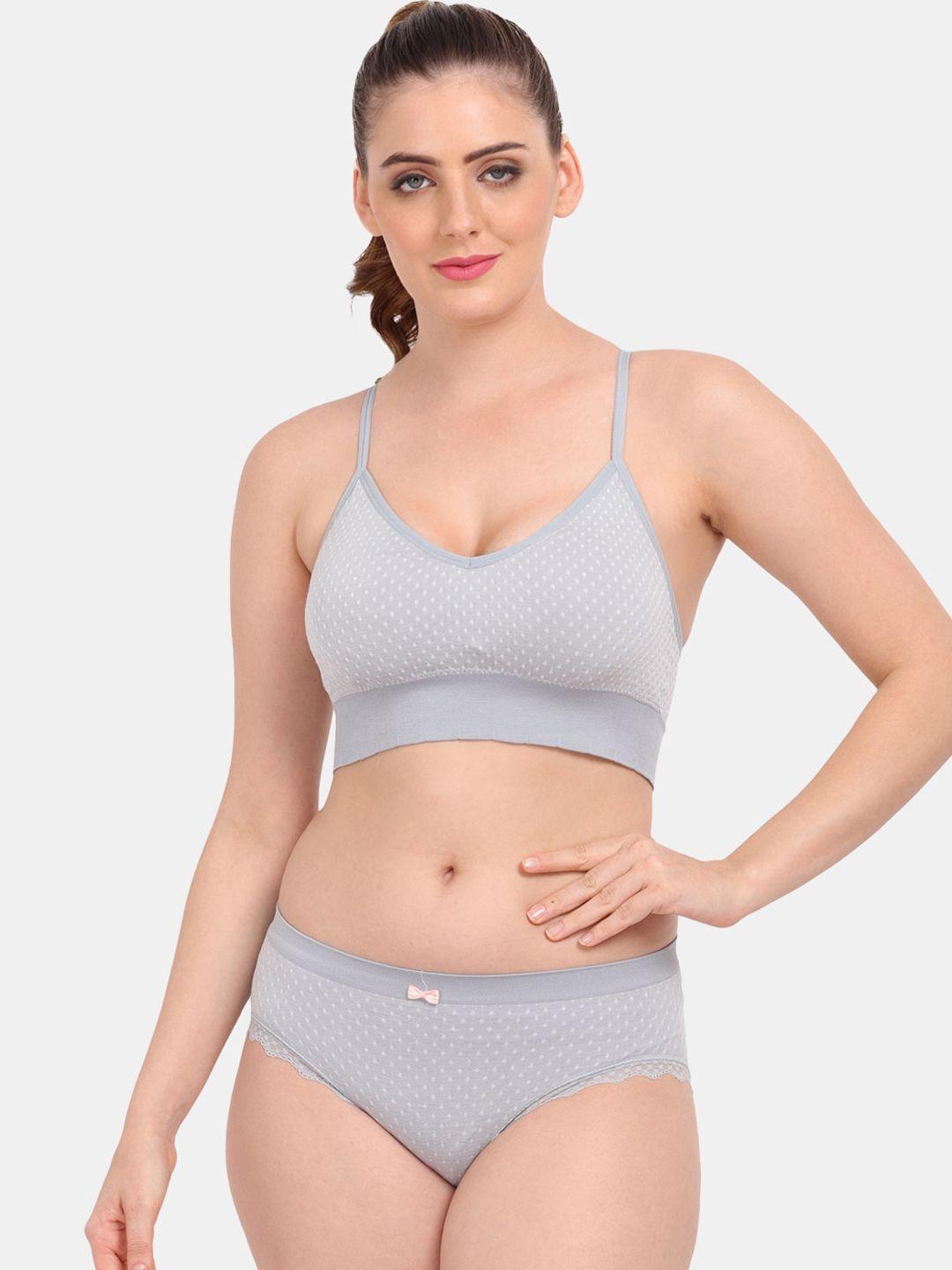 amour secret women grey printed lingerie set