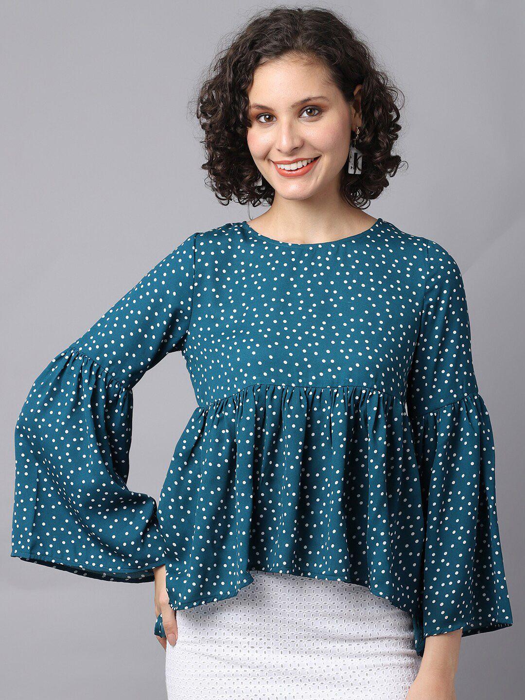 la zoire teal print georgette empire top