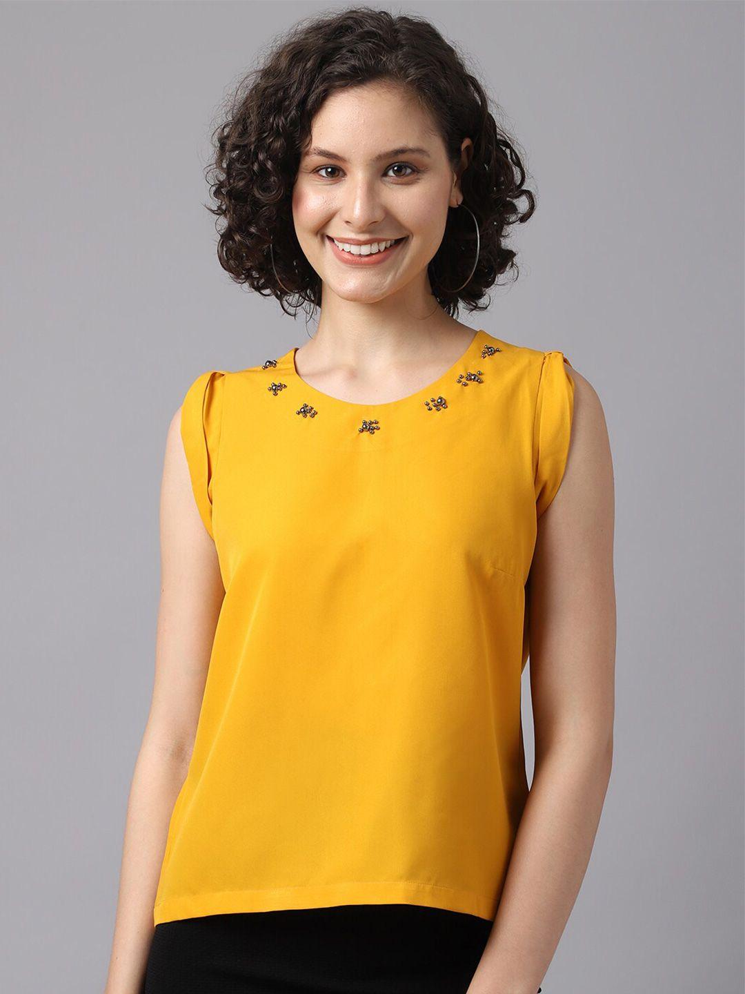 la zoire mustard yellow crepe top