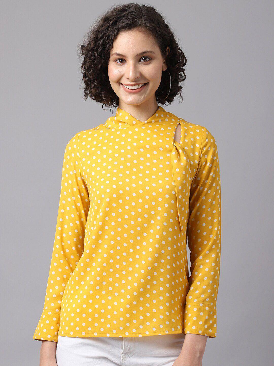 la zoire mustard yellow print georgette top