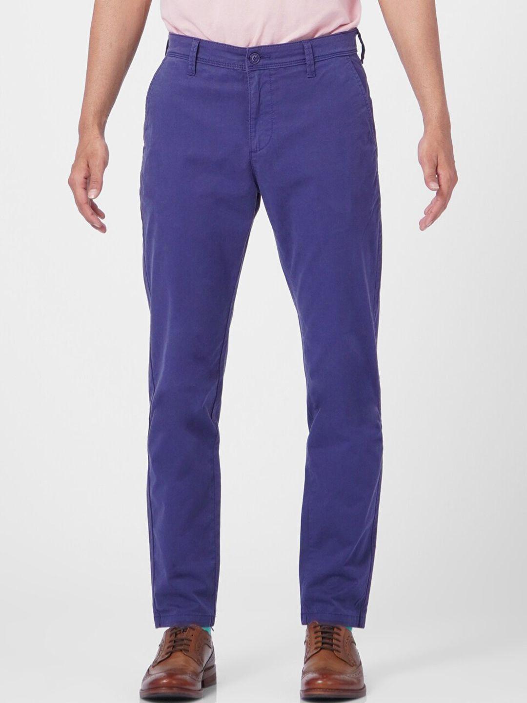 jack & jones men blue slim fit chinos trousers