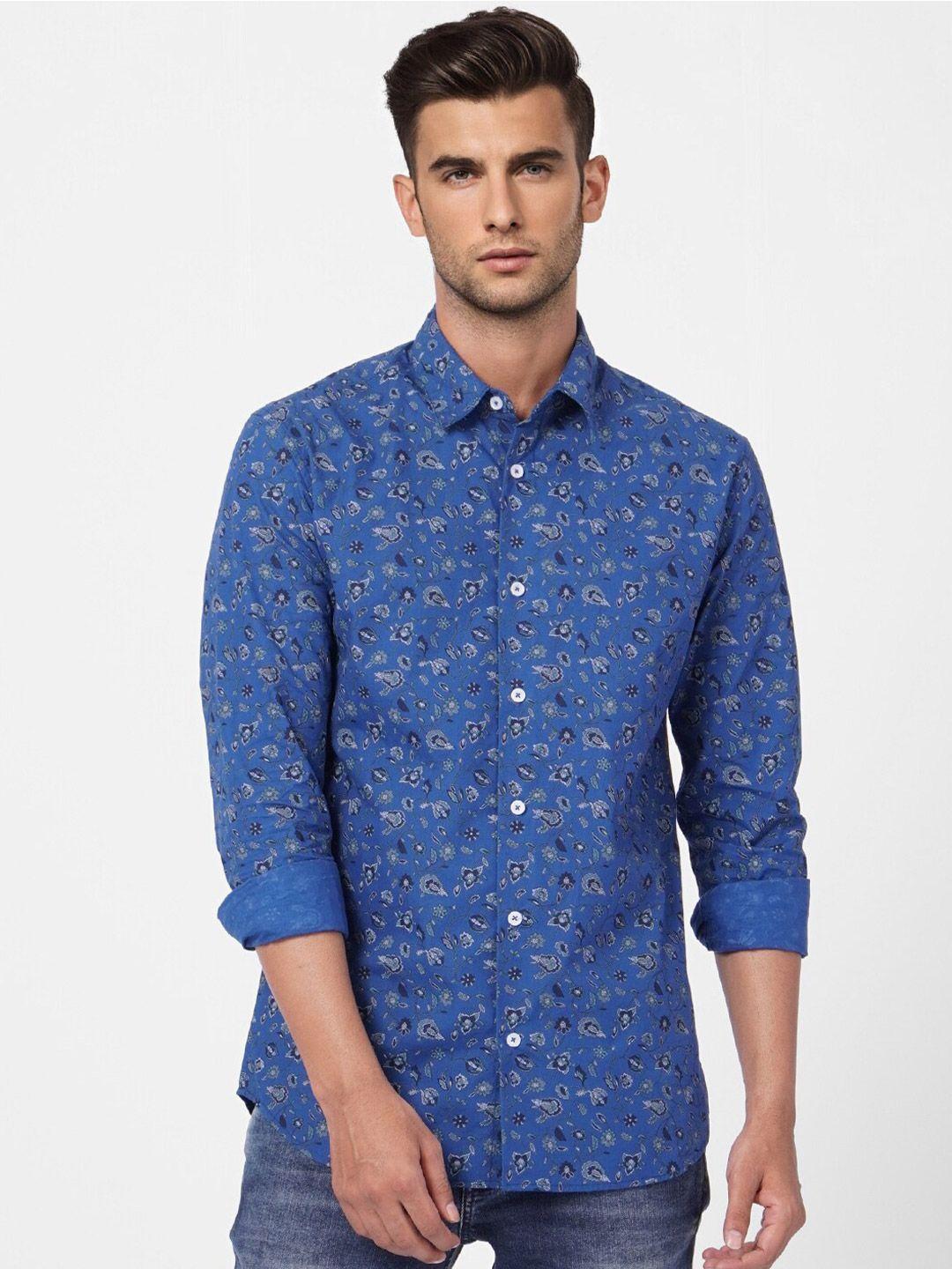 jack & jones men blue conversational printed casual shirt