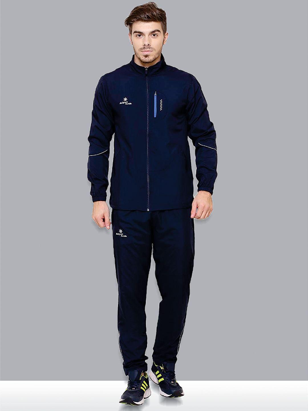 sport sun men navy blue solid tracksuits