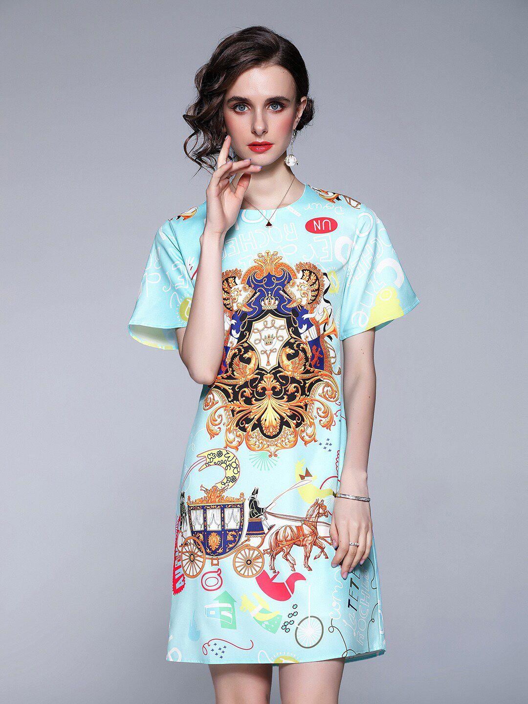 jc collection blue & orange t-shirt dress