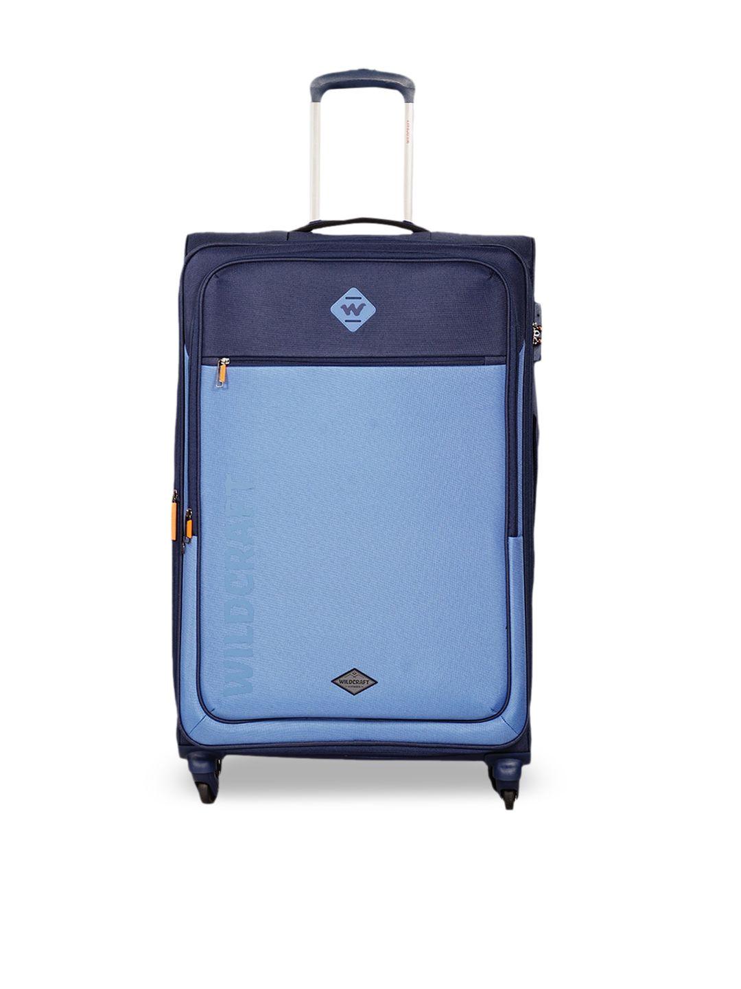 wildcraft blue dune plus textured soft-sided large trolley suitcases