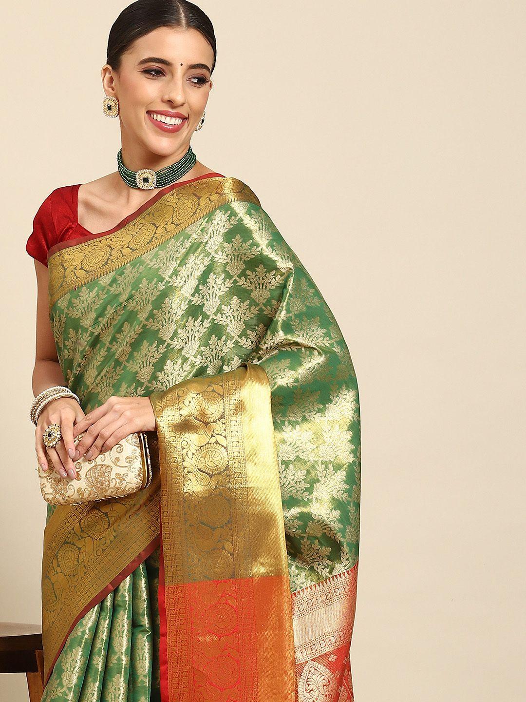 silk land floral zari art silk kanjeevaram saree