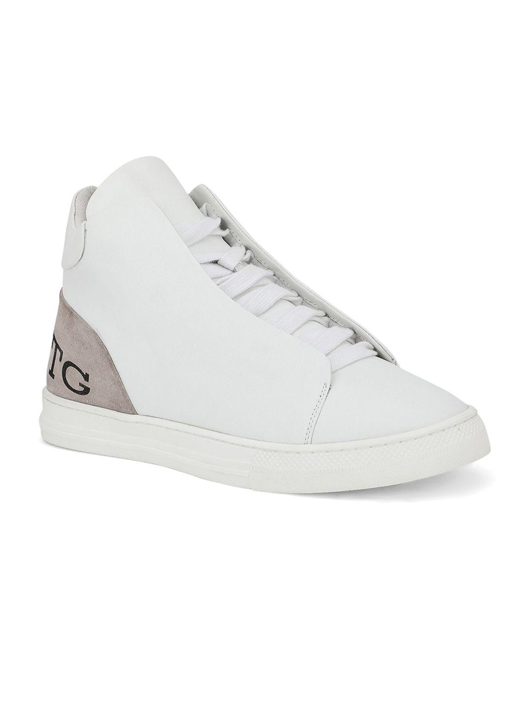 saint g men white textured leather lace-ups sneakers