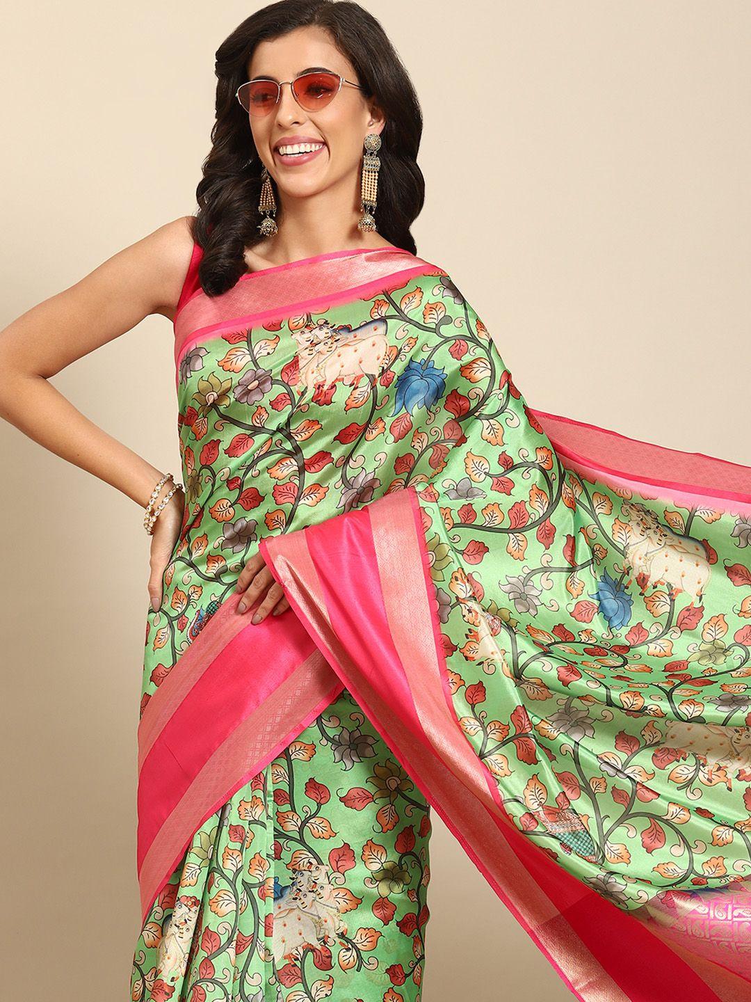 silk land kalamkari zari art silk kanjeevaram saree