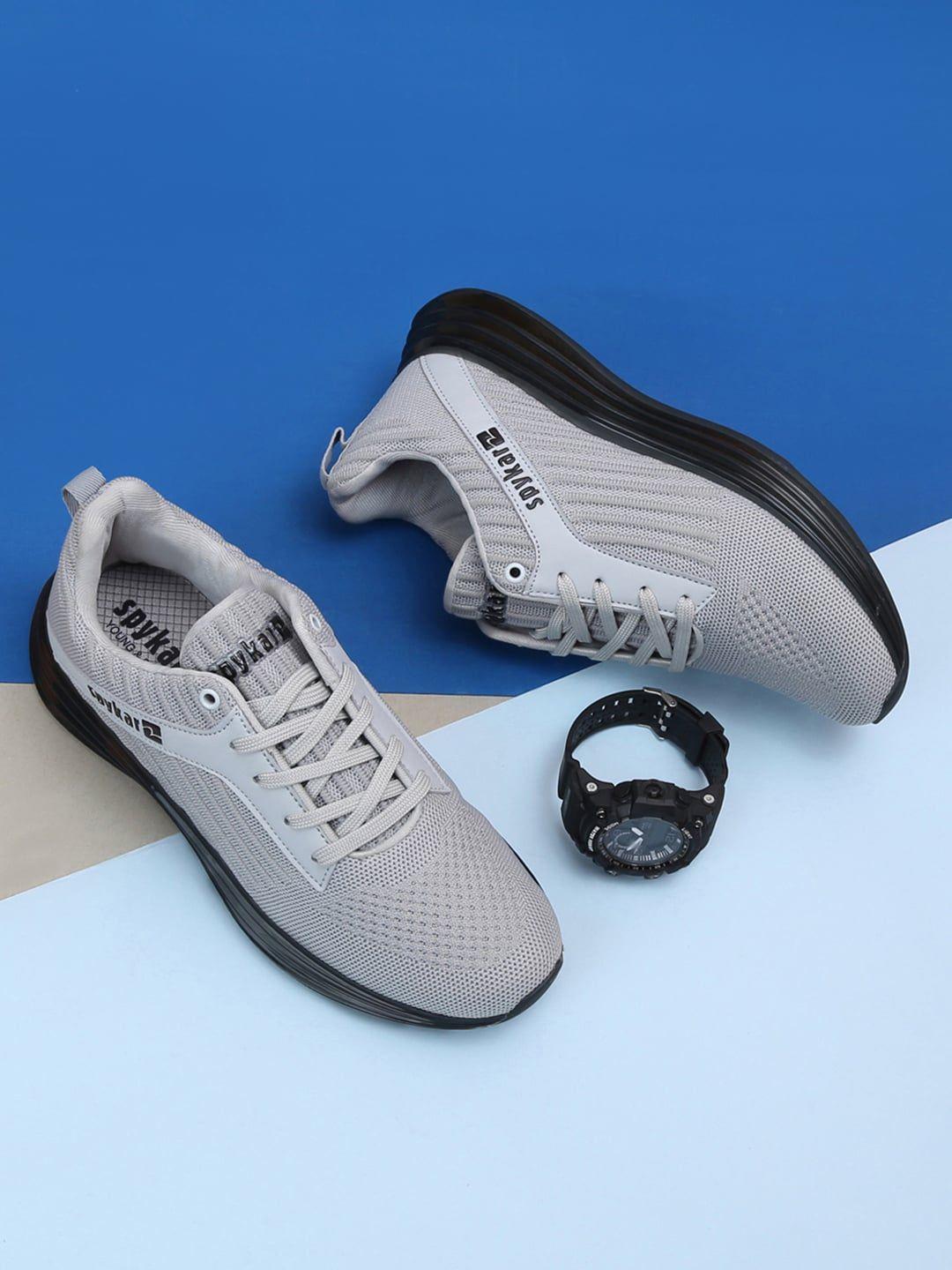 spykar men carol grey sporty textile walking non-marking shoes