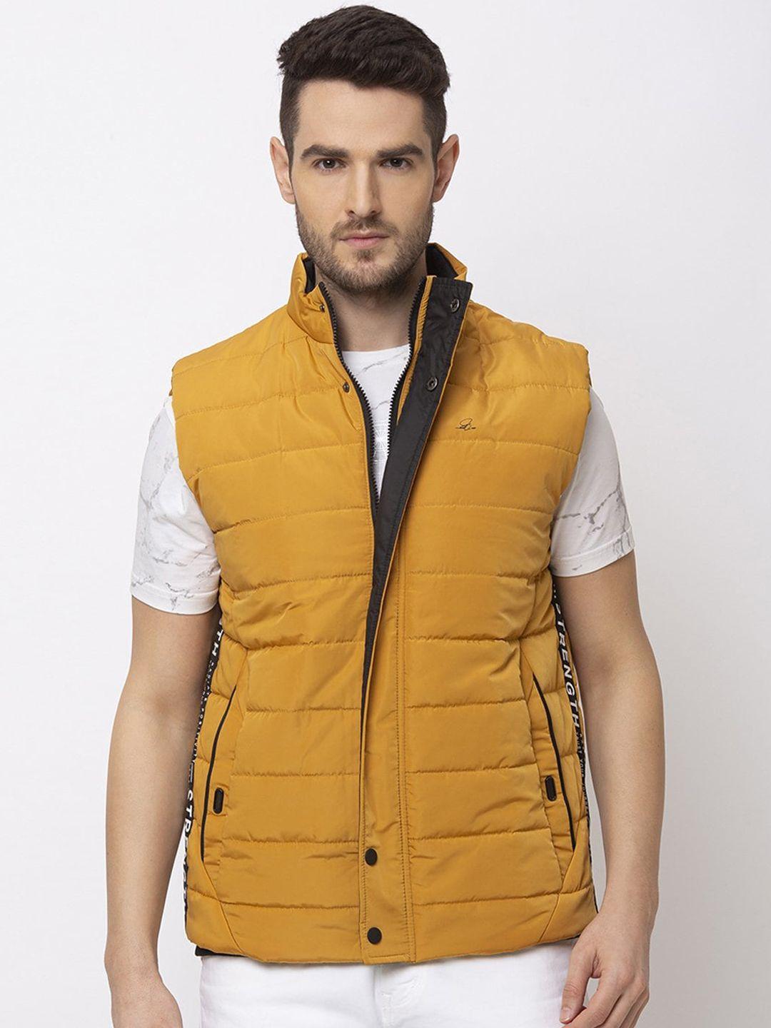 status quo men mustard yellow puffer jacket