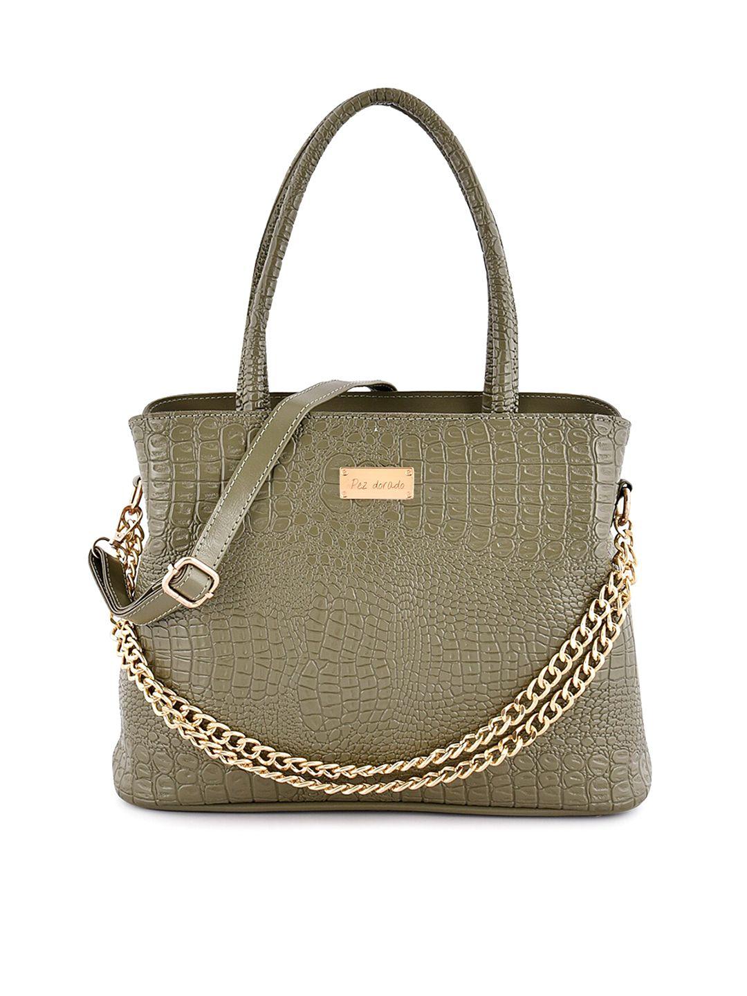 pez dorado green textured structured satchel bag