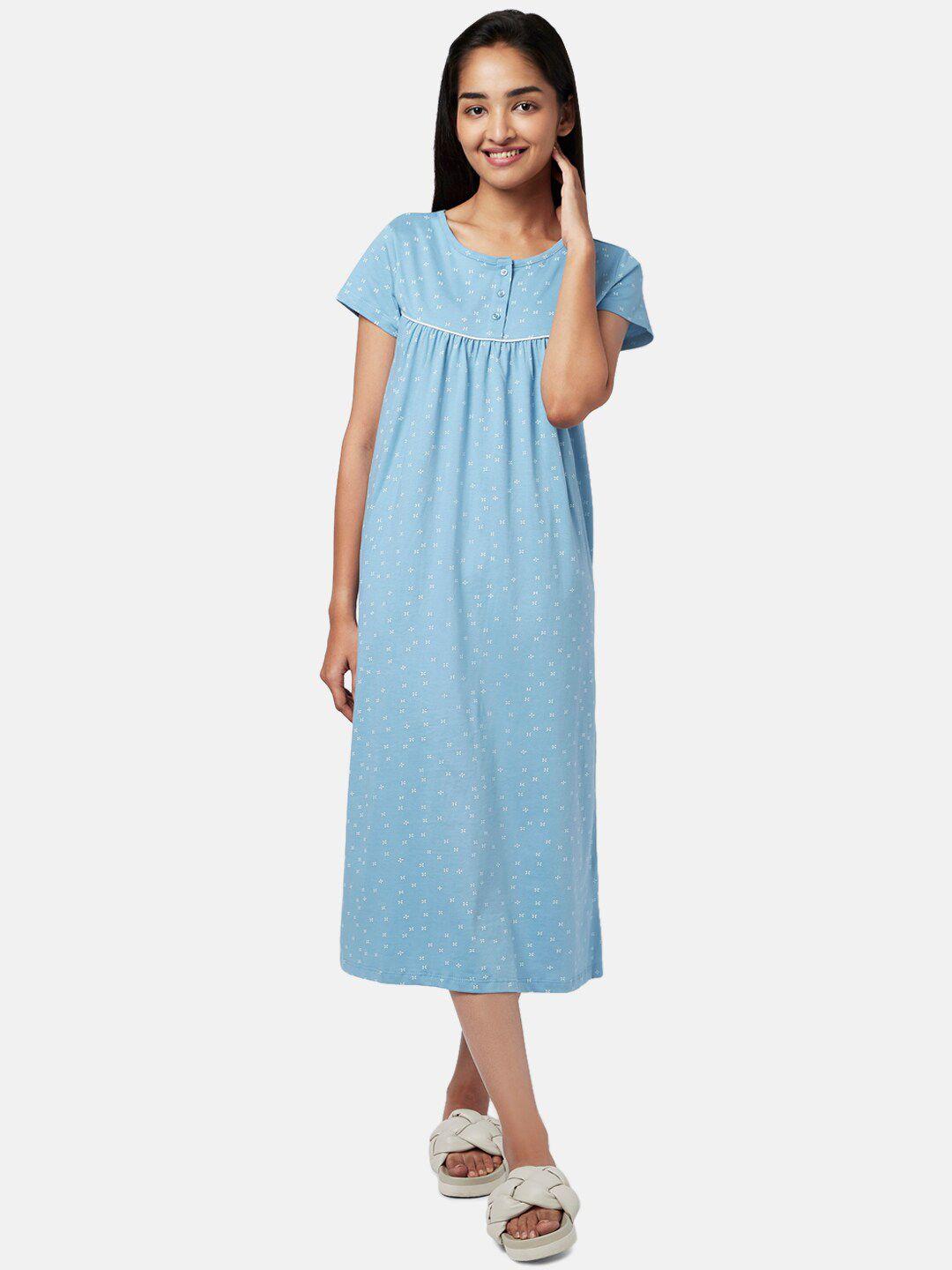 yu by pantaloons blue printed midi nightdress