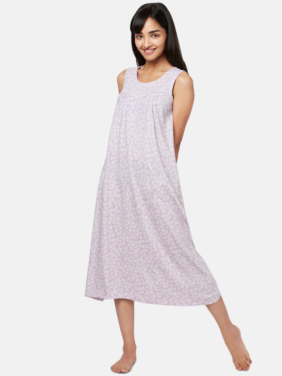 yu by pantaloons women purple floral printed nightdress