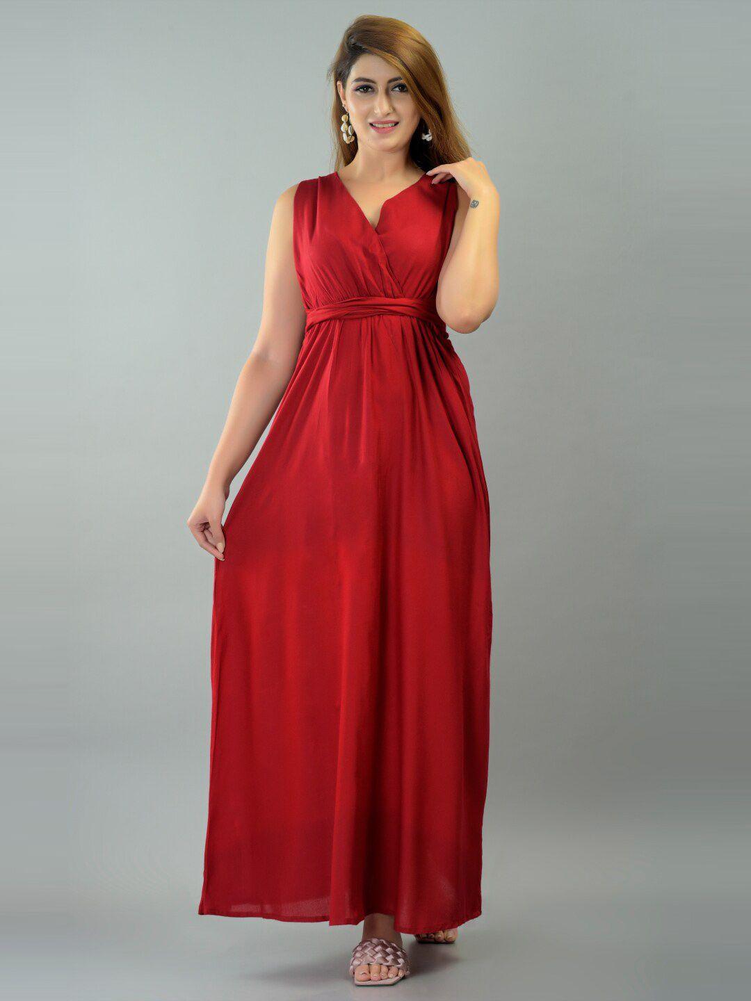 iqraar women red maxi dress