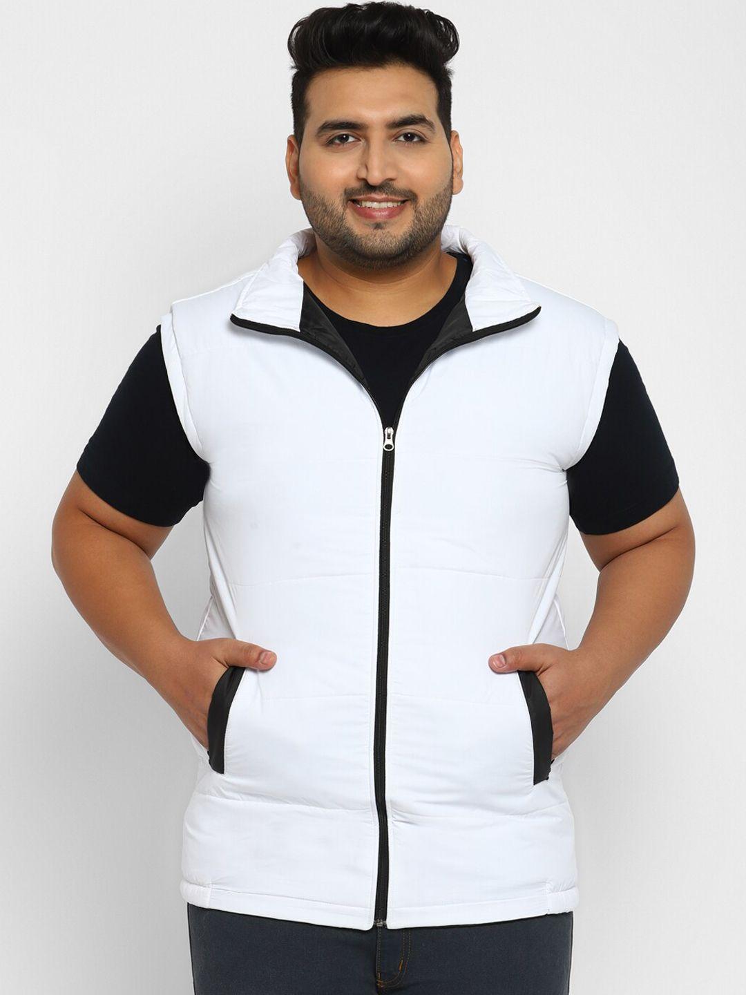 urbano plus men plus size white lightweight padded jacket