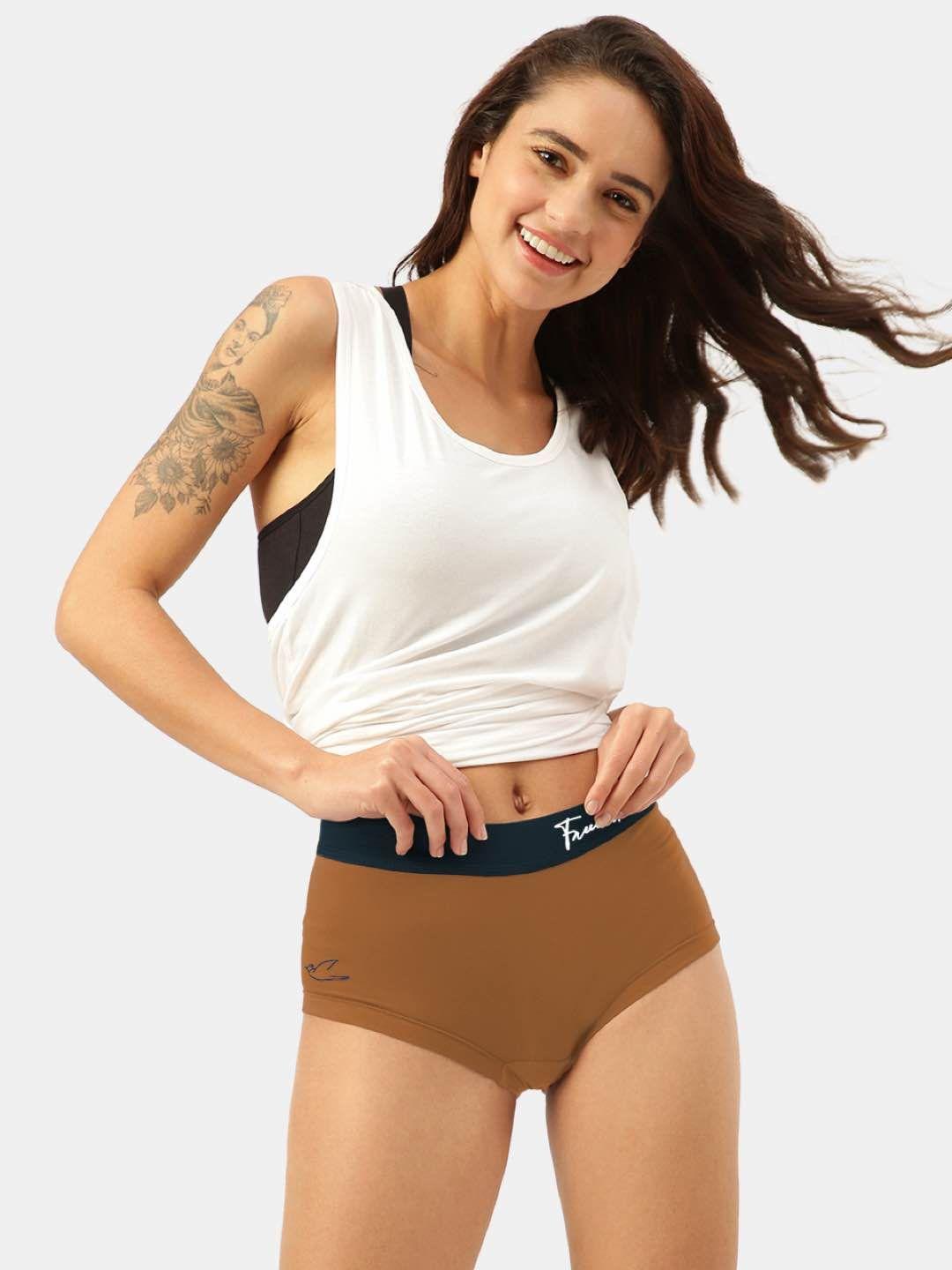 freecultr women brown anti microbial ultra soft cult waistband boxer briefs