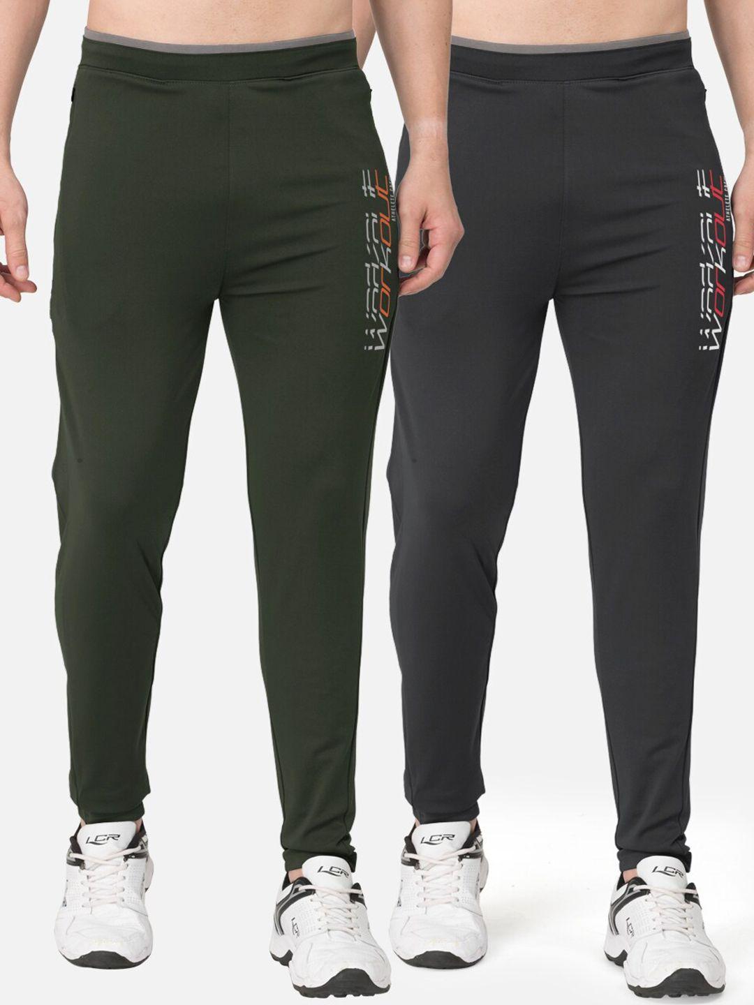 bullmer men pack of 2 slim-fit active athleisure track pants