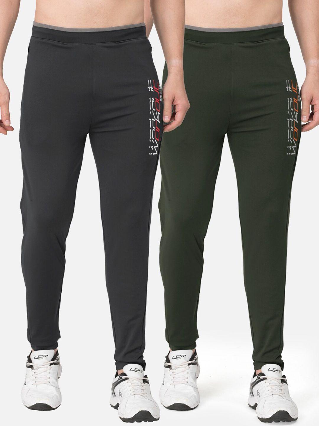 bullmer men pack of 2 slim-fit active athleisure track pants