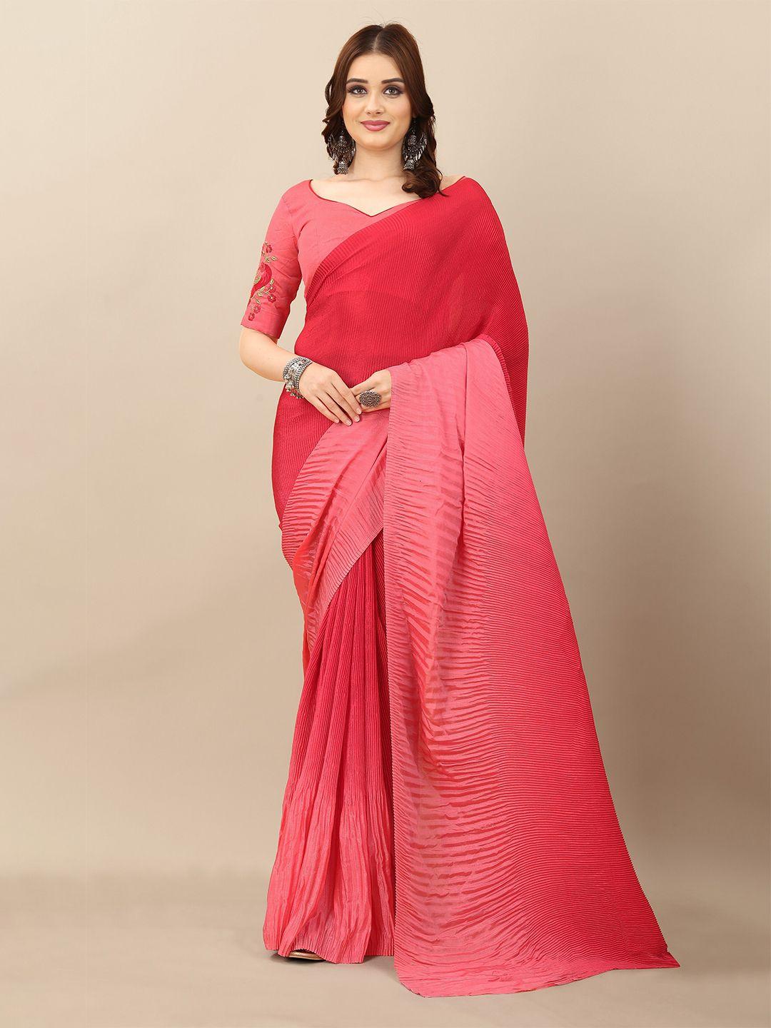 serona fabrics pink ombre saree