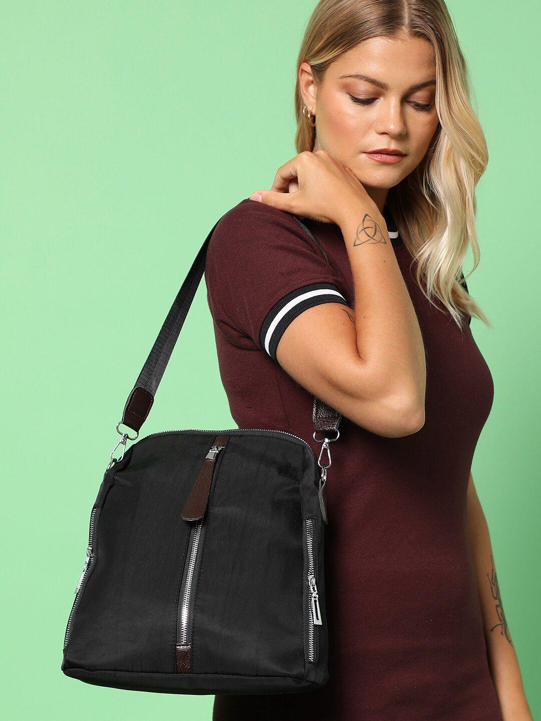 haute sauce by campus sutra women black solid backpack