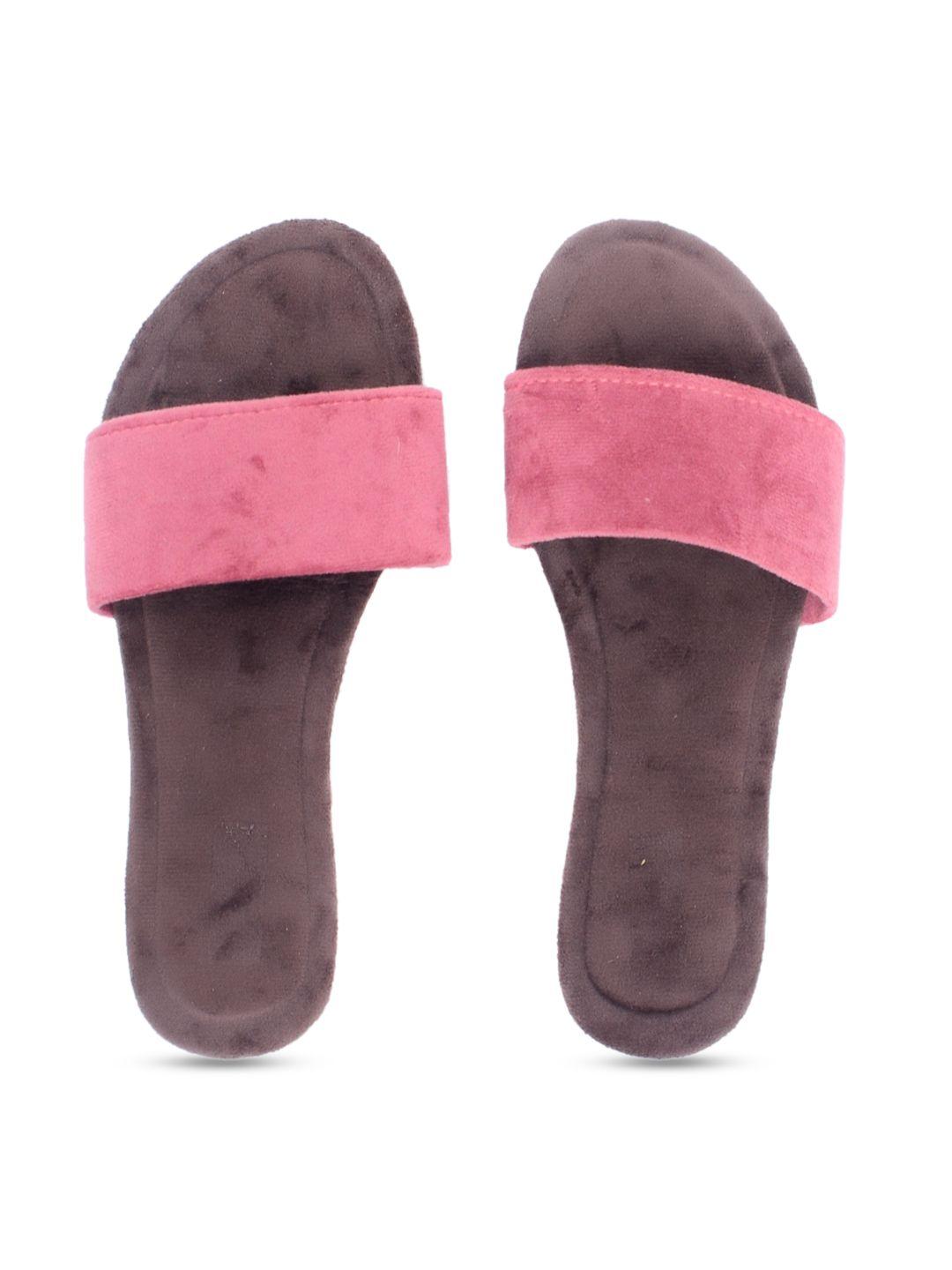 apratim women pink colourblocked open toe flats